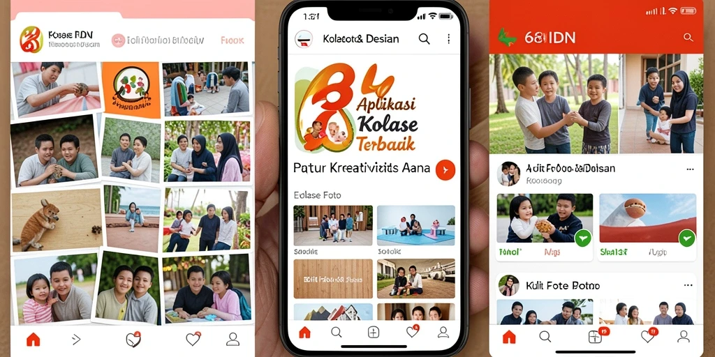 Antarmuka intuitif 68IDN dengan fitur kolase foto yang menarik.