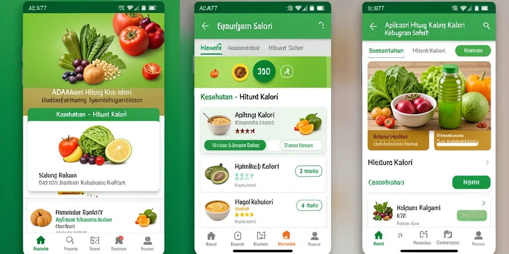 Antarmuka aplikasi ADAM77 untuk menghitung kalori dengan mudah.