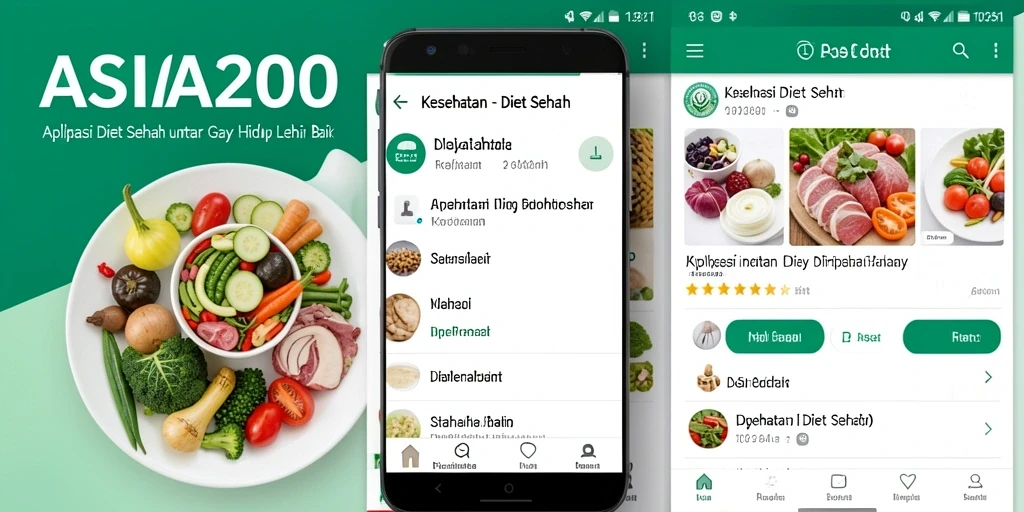Tampilan antarmuka aplikasi Diet Sehat ASIA200 yang menarik.