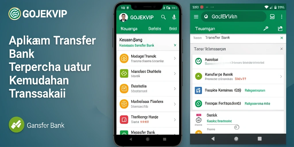 Tampilan antarmuka aplikasi GOJEKVIP untuk transfer bank.