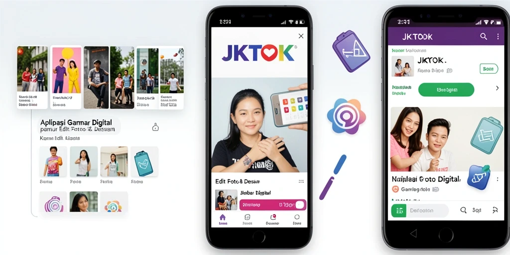 Antarmuka intuitif JKTOK untuk desain dan edit foto.