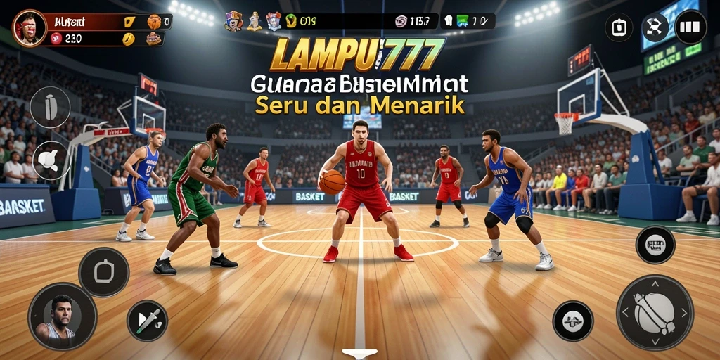 Antarmuka utama LAMPU777 menampilkan aksi seru di lapangan basket.