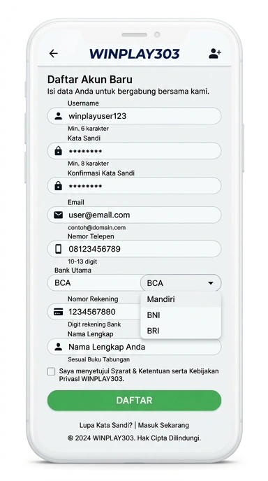 Cara Daftar Akun Baru di winplay303 Untuk Android